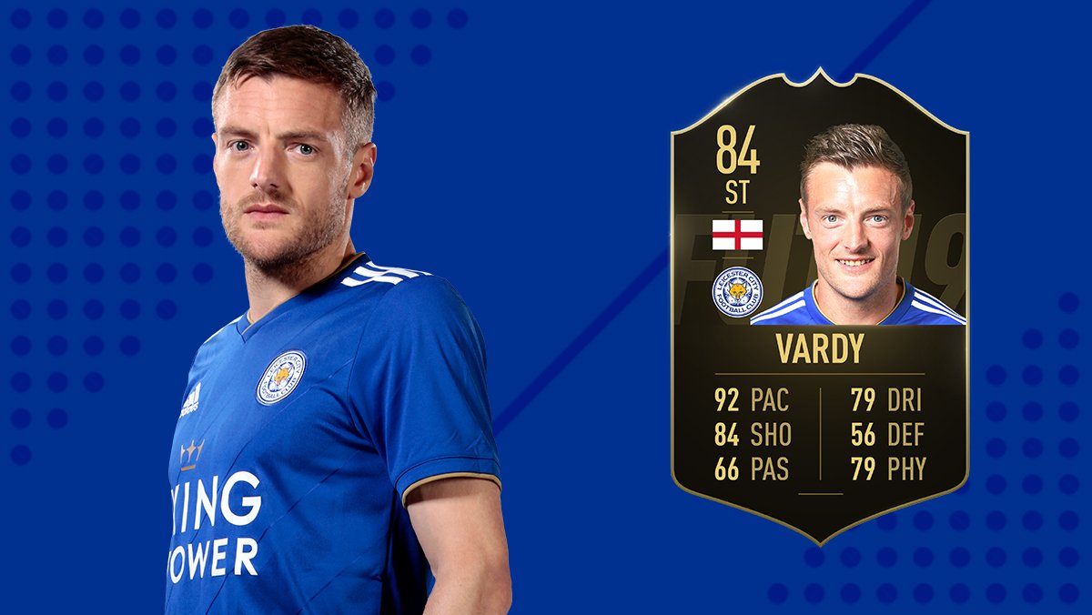 LCFC's tweet photo. Jamie Vardy has been named in the @EASPORTSFIFA #TOTW following his brace against Fulham! 🔥🎮

#Vardy100 https://t.co/xZmzckgLx6
