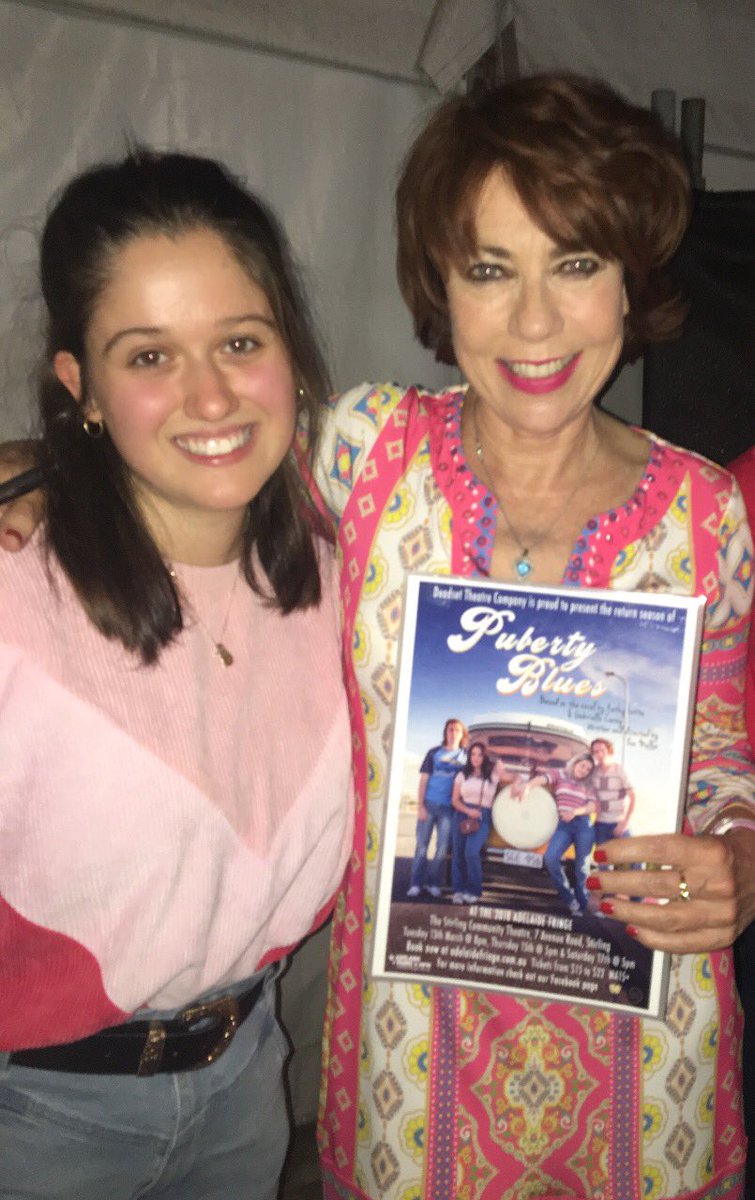 The girls from ‘Puberty Blues- The Stage Show’ were super excited to meet the amazing <a href="/KathyLette/">Kathy Lette</a>, author of the iconic Aussie novel, Puberty Blues. It was such an honour, and a fabulous night! 
Checkout Kathy’s amazing show at the <a href="/ADLfringe/">Adelaide Fringe</a> ⭐️🤩