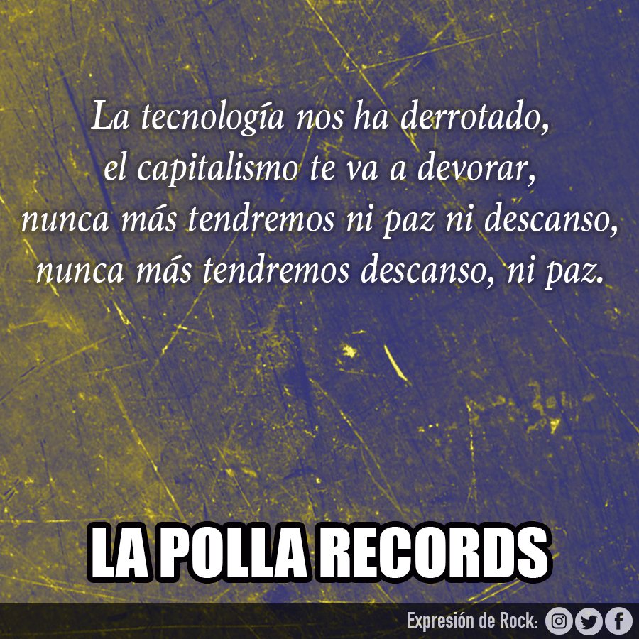 ExpresionDeRock's tweet photo. #LaPollaRecords - Ni descanso, ni paz! 🎵

@La_PollaRecords #LaPollaRecords40Aniversario #evaristoparamos https://t.co/Twd0BPQRHn