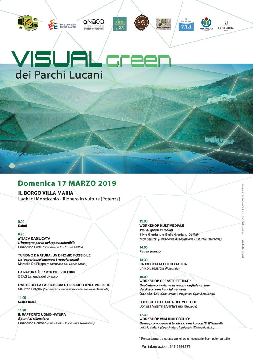 AnacaBasilicata's tweet photo. Siete tutti invitati domenica 17 Marzo alle 10.30 presso Borgo Villa Maria, Laghi di Monticchio - Rionero in Vulture (PZ) al “VISUAL GREEN dei Parchi Lucani”.
Programma completo dell’evento: https://t.co/ZuvbXlQpu4…/
#thefeedbackers #interzona #visualgreen #aNacaBasilicata https://t.co/P0QDWHYwRd