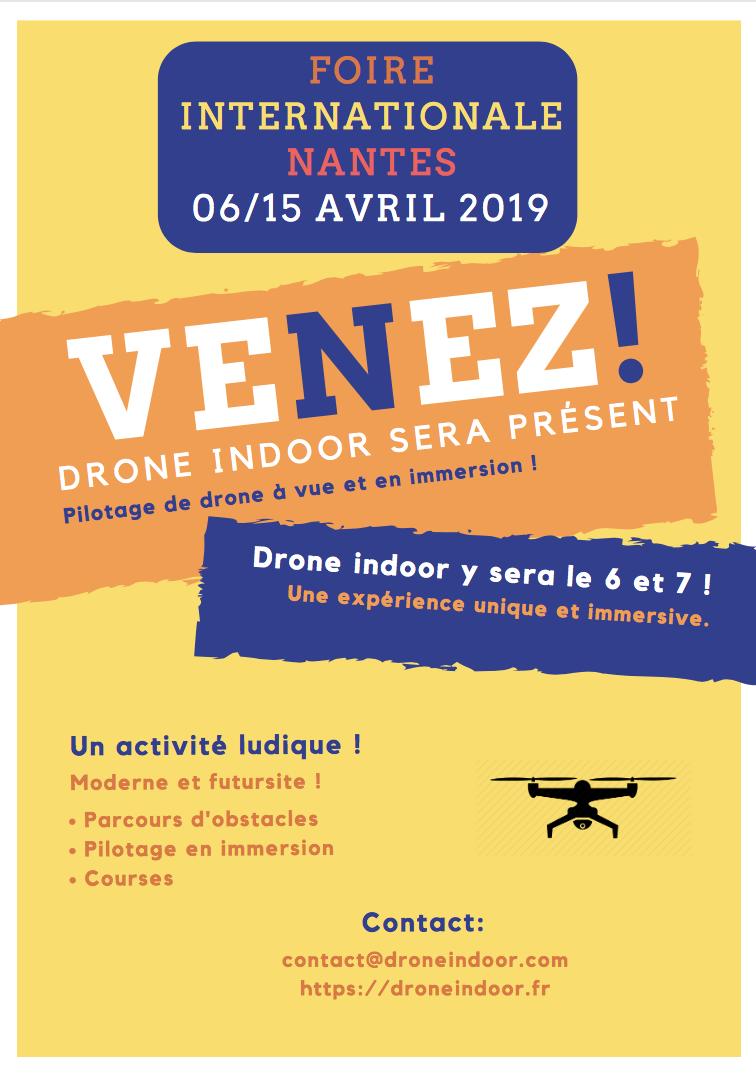Cette année, <a href="/Drone_Indoor/">Drone Indoor</a> sera présent à <a href="/LaFoiredeNantes/">La Foire de Nantes</a> !
Un événement à ne pas manquer ! 😌