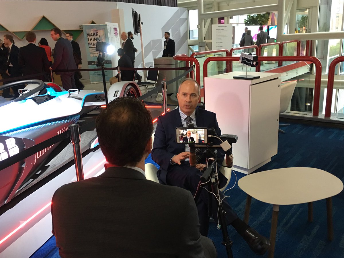 ghgsat's tweet photo. President and CEO Stephane Germain explains #GHGSat’s groundbreaking methane monitoring system to @CBCNews in the #agora at #CERAWeek2019 https://t.co/6VPWtQGCCb