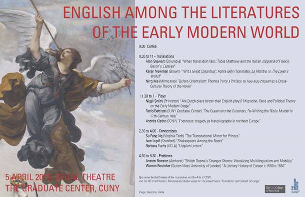 CUNYRenaissance's tweet photo. Please join us for our annual conference "English Among the Literatures of the Early Modern World"

The conference is free and open to the public @GC_CUNY #NYC 

https://t.co/1zRfOtP5nn https://t.co/DLGXsLemBF