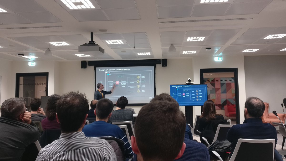 farminiho's tweet image. Very interesting demo by @danilop using new  #websocket feature of API Gateway #ServerlessMeetup #Milano @ServerlessMIL