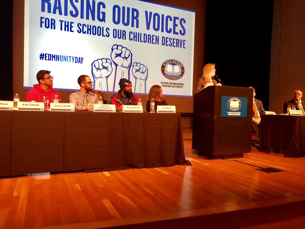 EducationMN's tweet photo. House Speaker @melissahortman: Income disparity is hurting our families and our kids are bringing that to school with them. That’s why @mnhouseDFL is focused on giving them the supports they need and fully funding schools.  #mnleg #EdMNunityDay #RedForEd #FundOurFuture https://t.co/35RM5QUQOZ
