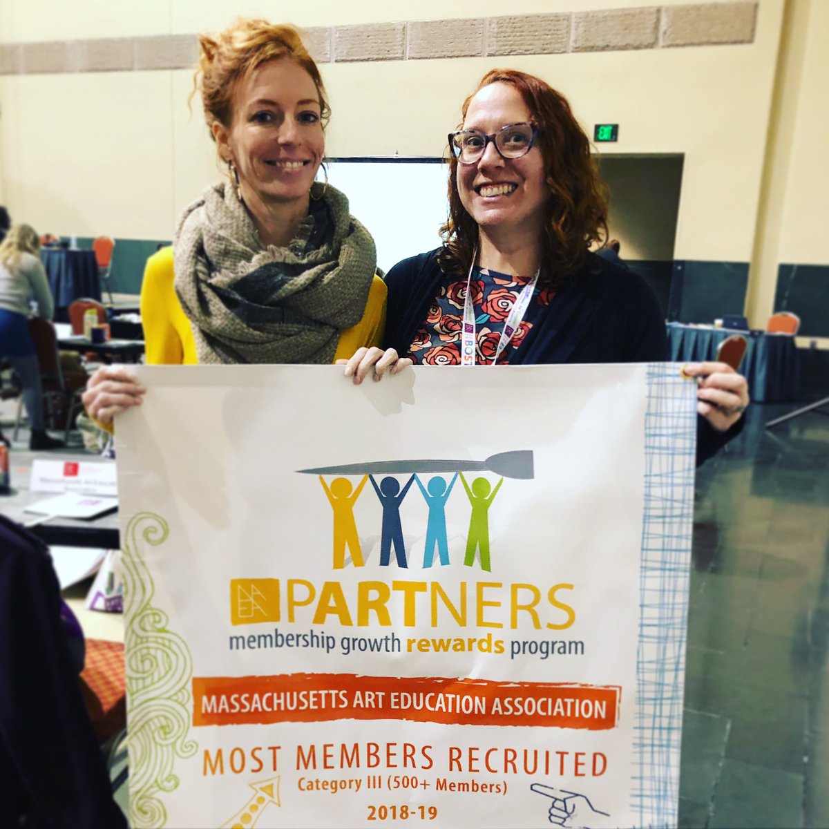 MassArtEd's tweet photo. We won an award! We are so happy to welcome and thank all our new members. MAEA is where Massachusetts Art Educators belong! Please visit us at the hospitality table to say hello. We’re at the top of the escalators on Level 2, one level up from registration. #NAEA19 #WickedSmART https://t.co/ODWYJhll6p