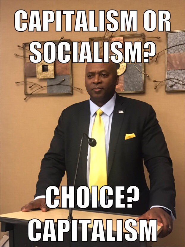 LeonBenjamin's tweet photo. We have a Choice Today - Capitalism or Socialism? More Government Control of your Entire Life or Less Government Control where Citizens determine there Destinies?@realDonaldTrump This is why we Came to USA! Donโt give up your Choice! #Urbans4America #RepublicanWave #AmericaFirst https://t.co/i7taNnWgEq