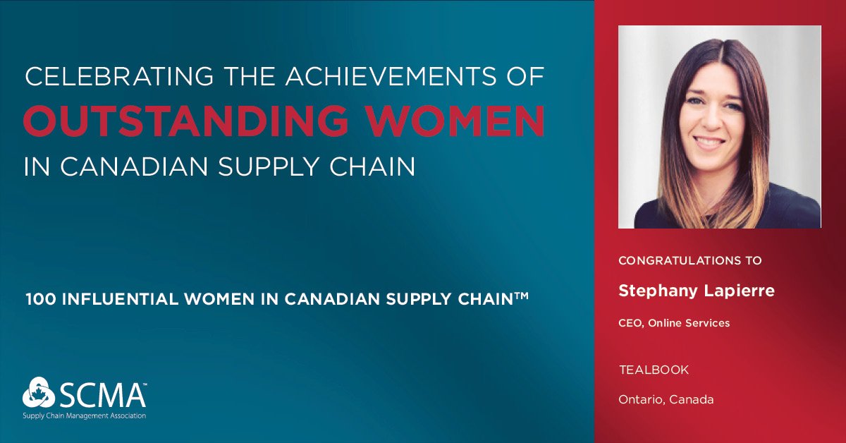 Congratulations to @slapierreceo of @tealbook, a @BDC_Capital #WITFund portfolio company, for being named by @scmanational to its first-ever list of 100 influential women in Canadian supply chain. scma.com/en/news/intern…