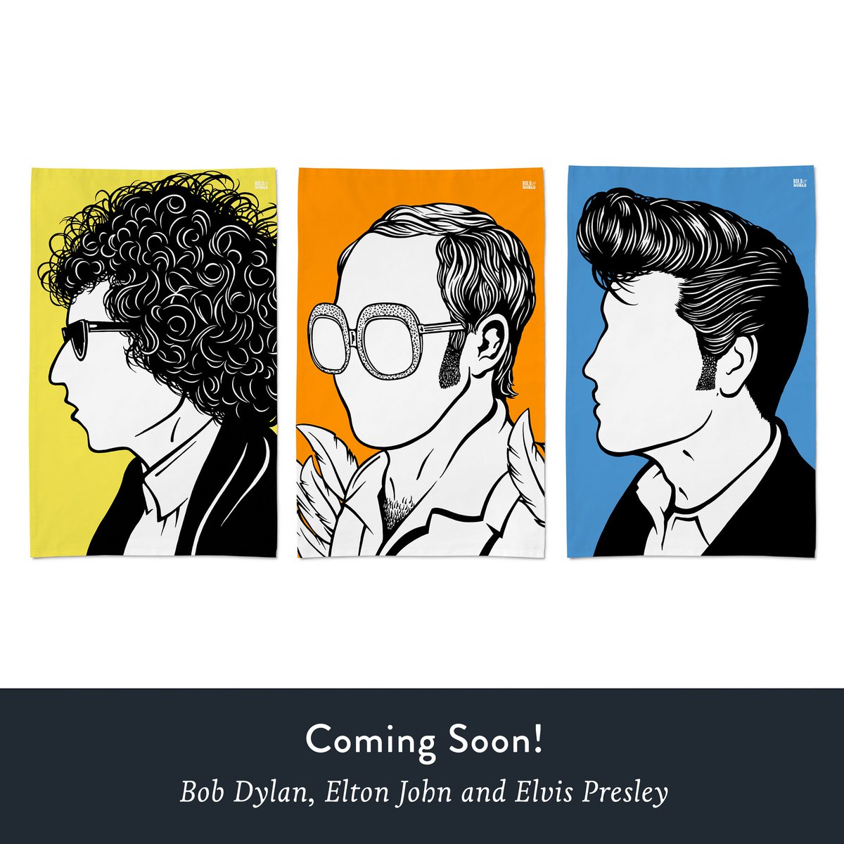 Lots of customer requests for these 💖music legends 💖and we were happy to oblige 😍they'll be ready at Easter #bobdylan #elvis #elvispresley #eltonjohn #elton #rocketman #music #theking #graceland #kingofrock #rocknroll #kingofmusic #musicteatowel #musicdishcloth #boldandnoble