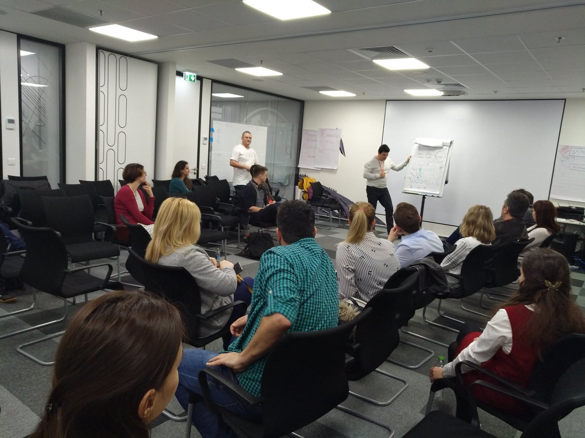 agileworksro's tweet photo. Wrap up Agile Talks #34 with the open space retrospective. Great to see that we had enough energy to reach 9:20pm! https://t.co/rDvhGQpHIe