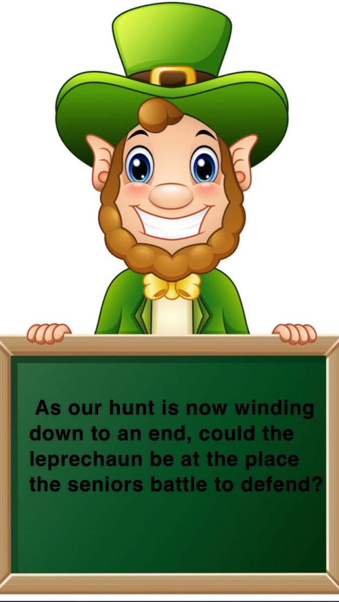 Here is our third and final riddle if you are searching for the leprechaun! Remember to redeem your leprechaun paper at TONIGHTS meeting at 6pm in the cafeteria to receive your treasure🍀