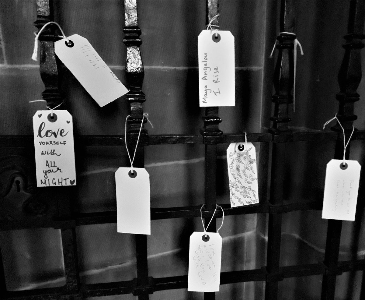 stmaryguildhall's tweet photo. Empowering messages left by visitors to the #IAmHer exhibition in the Muniment Room. Immerse yourself in the works on display and add your thoughts to the expression gate #IWD2019 More details at https://t.co/s84czpP9SS #Coventry @Coventry2021 @coventrycc https://t.co/2FGqpgbnEt