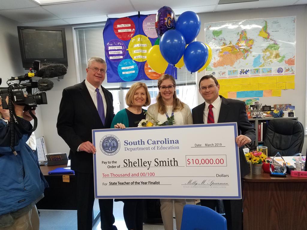 SC Teacher of the Year Top Five!! <a href="/trhsnews/">TRHS News</a> Shelley Smith is the latest SC teacher to get a surprise visit from <a href="/Molly_Spearman/">Molly Spearman</a>! Congratulations!