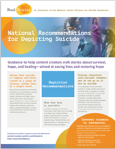 DrAlanTeo's tweet photo. First-ever national recommendations for depicting #Suicide in entertainment content are now available from @Action_Alliance via https://t.co/YjJxKX9vFk #suicideinscripts https://t.co/OMW4tgjr7E
