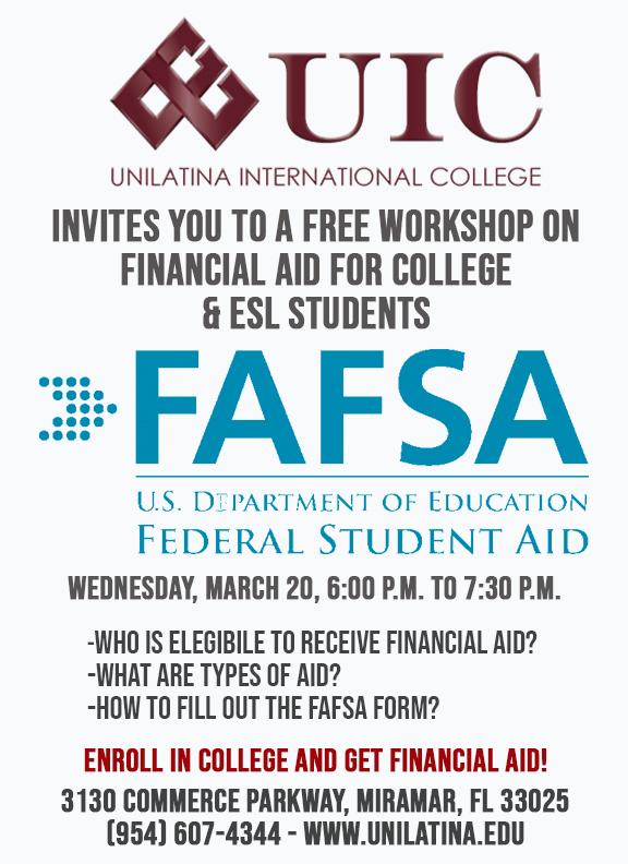 MyUIC's tweet photo. Free Workshop on March 20 @6:00 p.m.: Everything you Need to Know about Federal Student Aid! Come ready to take notes and learn how to fill out your application. https://t.co/l6G6v0cgDH https://t.co/fTRj8OrFtO