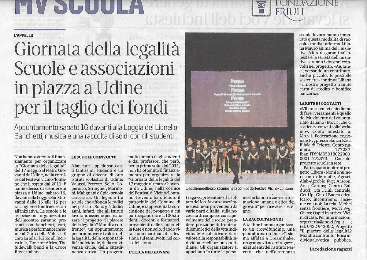 DreamShakeCF's tweet photo. Anche il @mvscuola parla del progetto "Il piacere della legalità? Mondi a confronto", che ha il patrocinio del @ComuneDiUdine e la cui giornata finale è ospitata dal festival @vicinolontano. 
C'è ancora tempo per dare un contributo a questa iniziativa!
https://t.co/YY2nO5mIRO https://t.co/jO4SSyBSz2