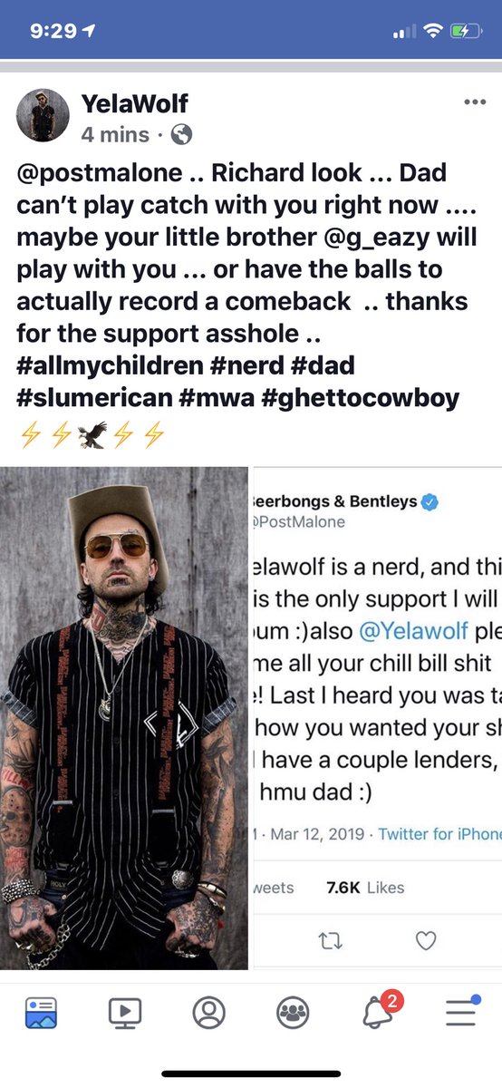 JDELLG's tweet photo. @Yelawolf GOT EM’ 😂 Gtfoh @PostMalone @G_Eazy y’all are trash. https://t.co/kxiGVYSQdP