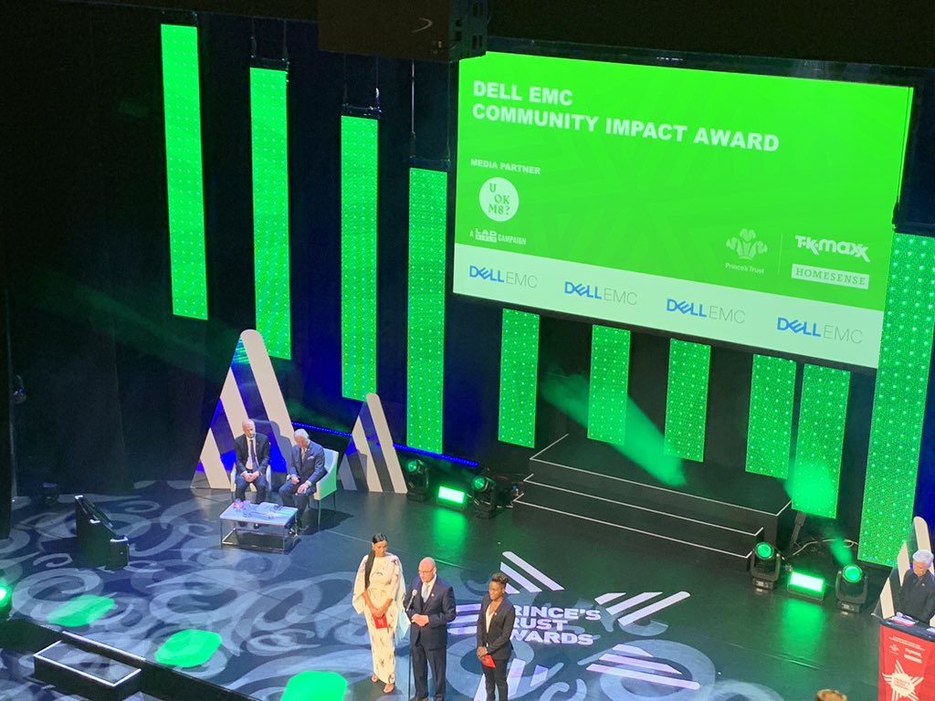 Congratulations #Team34 for winning the community impact award! And well  done <a href="/stuartnyemecz/">Stuart Nyemecz</a> presenting on behalf of <a href="/DellTech/">Dell Technologies</a> and supporting all of us on #millionmakers team digital revolution to raise funds for the @PrincesTrust #PrincesTrustAwards