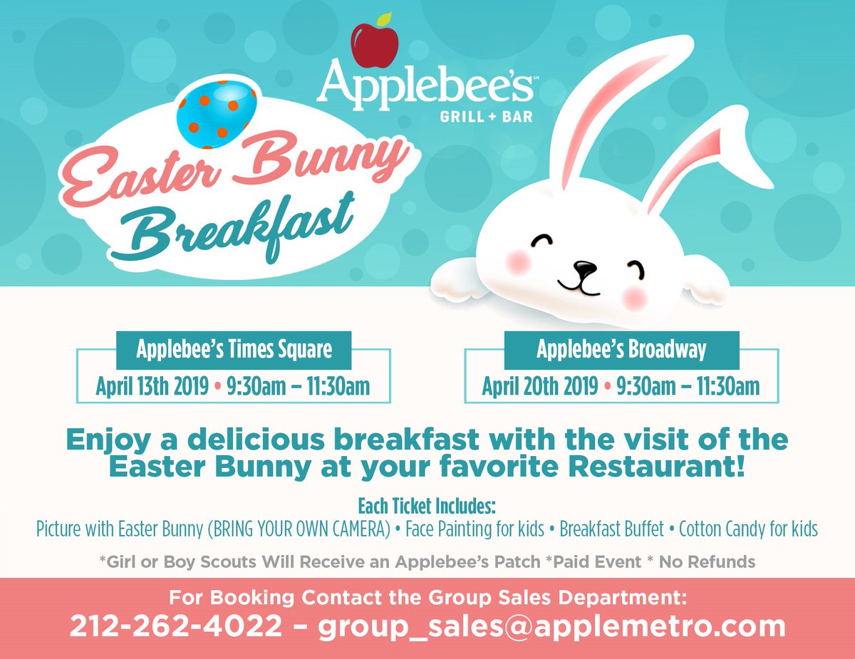 ApplebeesGroups's tweet image. #applebeesny #easterbunnybreakfast #easter #familyfriendly #kidevent