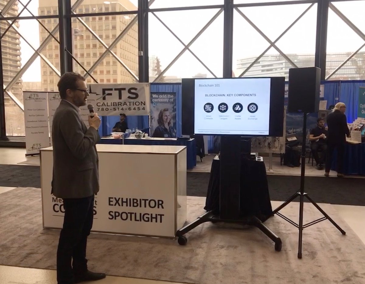 Guild_One_Inc's tweet image. Day 2 of @CSHM_CGY in #Calgary. Today at 2 pm, CEO James Graham (seen here at yesterday's exhibitor spotlight) will discuss @Guild_One_Inc's Hydrocarbon Measurement Ledger Proof-of-Concept &amp;amp; our Energy Block Exchange (EBX) cshm.ca/program/2019-p… #blockchain #oilandgas #cshm2019