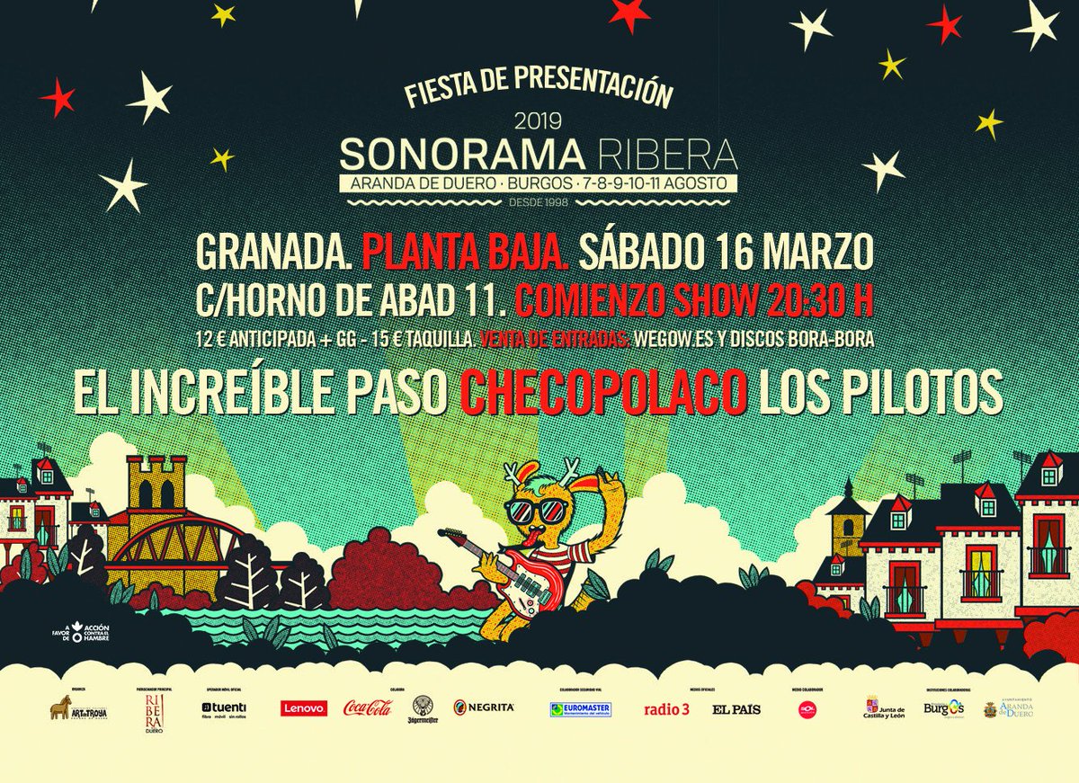 ¿Que vamos hacer este sábado?  Fiesta <a href="/sonoramaribera/">Sonorama Ribera</a> 😃, en <a href="/salaplantabaja/">Planta Baja</a>  🎸con <a href="/ElIncreiblePaso/">El Increíble Paso</a> , @checopolaco y @Los_Pilotos .

ℹ️bit.ly/2EeUAew