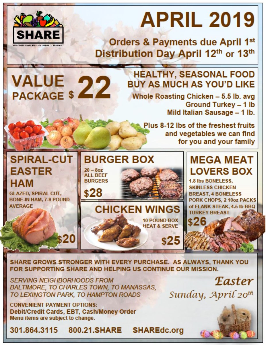 SHARE_dc's tweet image. April menu ready to SHARE! Spanish menu coming soon...