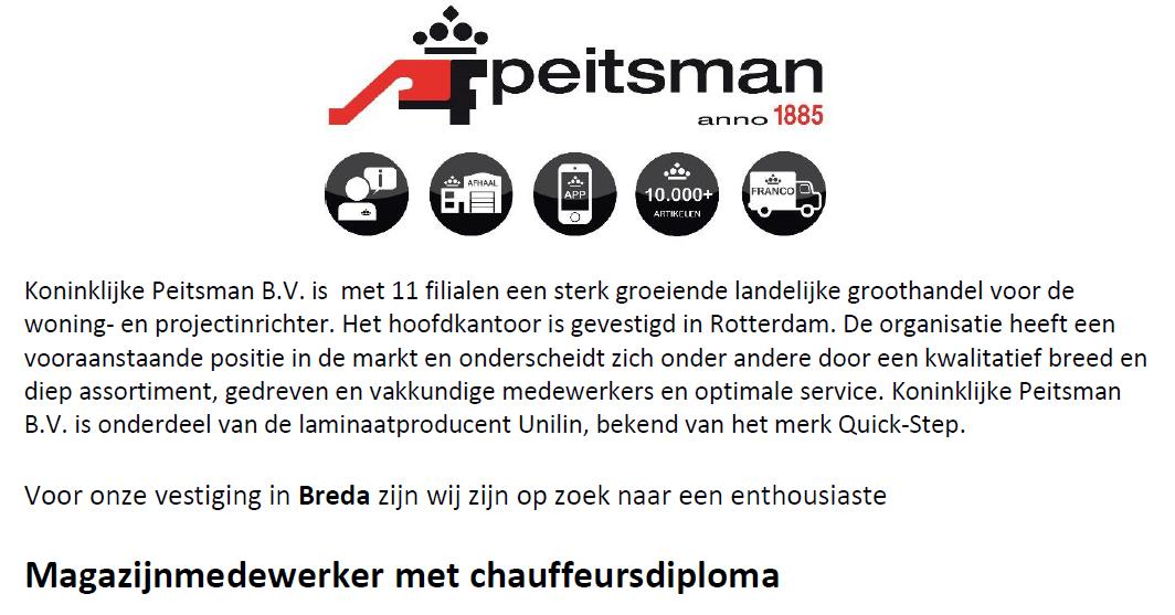 NIEUWE VACATURE: Voor onze vestiging in Breda zijn wij op zoek naar een enthousiaste magazijn medewerker. Interesse? Bekijk de volledige #vacature en solliciteer! bit.ly/2x0aYMu