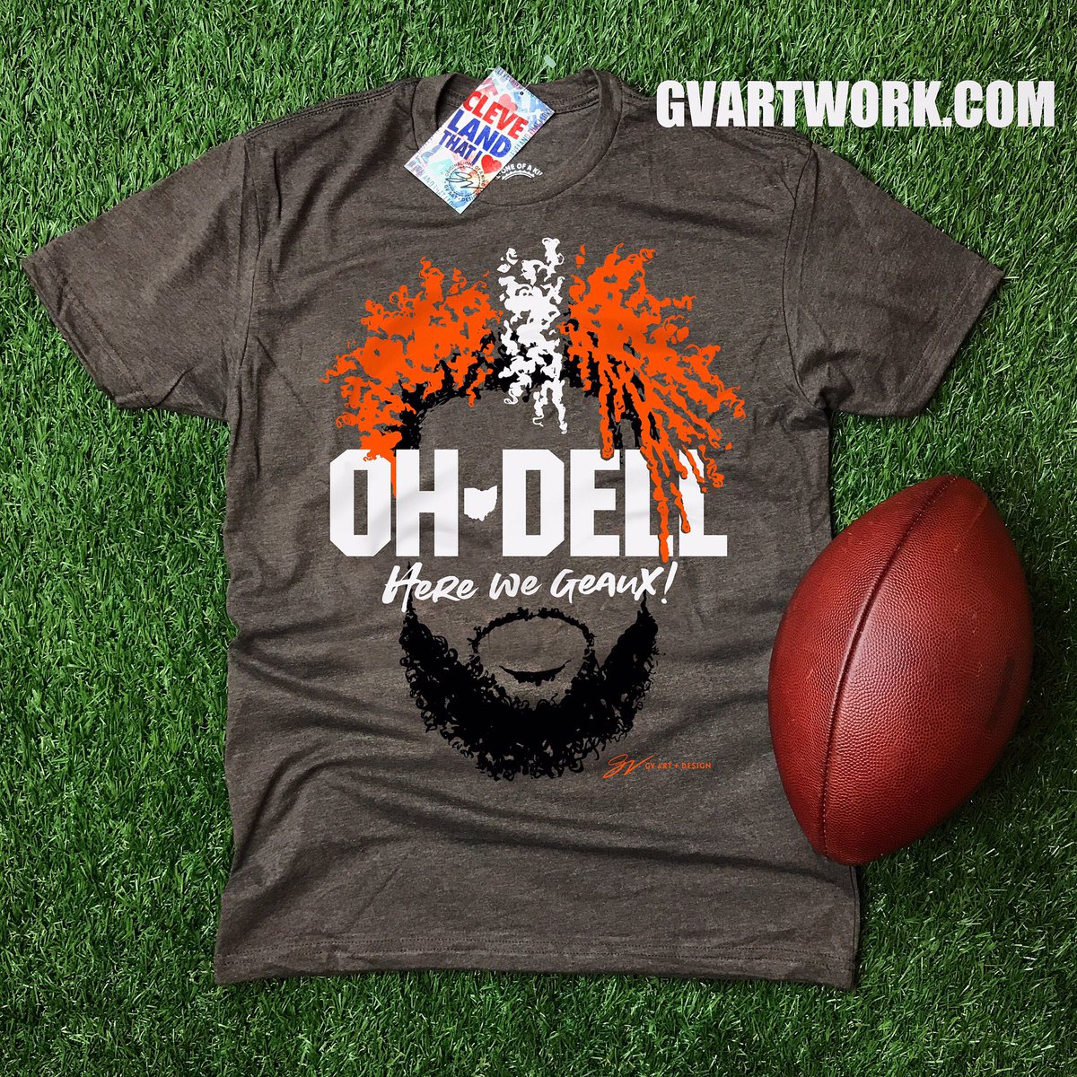 GVartwork's tweet photo. Welcome to the OH! So much excitement in Cleveland right now! RT if you can't wait for the season already! 

Now available online! In store this weekend! Let's Geaux!!

https://t.co/0Rw2vt3bng https://t.co/h6B6DvtDvk