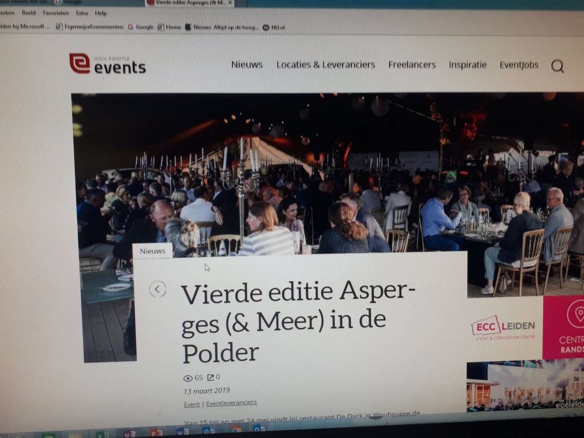 Altijd weer verheugd als het beste platform van onze #eventbranche aandacht wil besteden aan ons #asperge #event <a href="/DeDyck/">De Dyck</a> 
Dank <a href="/Events_NL/">High Profile Events</a> <a href="/JohnKnappers/">John Knappers</a>