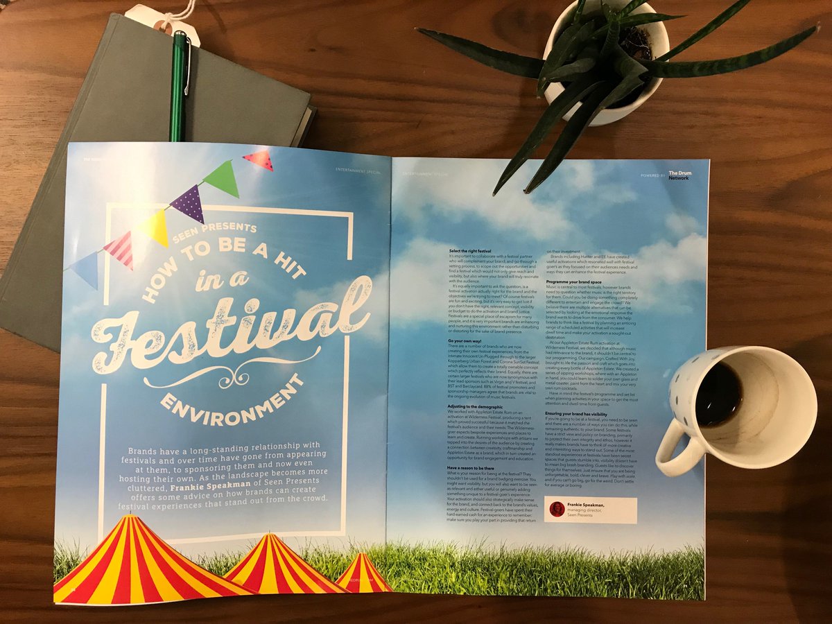 Seen (@seenpresents) on Twitter photo We're in print! Get your copy of <a href="/TheDrum/">The Drum</a> this week for our article on how to be a hit in a festival environment. We're in print! Get your copy of <a href="/TheDrum/">The Drum</a> this week for our article on how to be a hit in a festival environment.