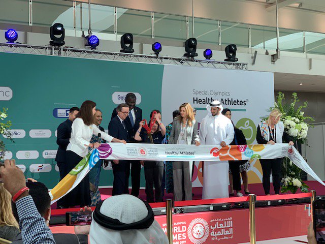 PRforPT's tweet image. Let the games begin! The @APTAtweets delegation was on hand at the ribbon cutting of the @SpecialOlympics @WorldGames today in #AbuDhabi2019. We&apos;re there to support the athletes in partnership with SO. #PTTransforms #ChoosePT