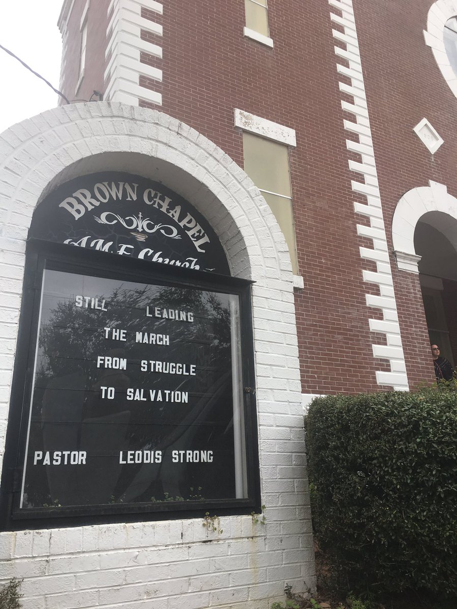 oucivilride's tweet photo. First stop in Selma: Brown Chapel A.M.E. Church. @scrippsjschool @OHIOGoGlobal @scrippsjschool @profstewartrk @Scripps_DC #OUCivilRide #ThisCouldBeYourSpringBreak #ScrippsSpringBreak #freedom #makeitDIVERSE https://t.co/fJue3kpofl