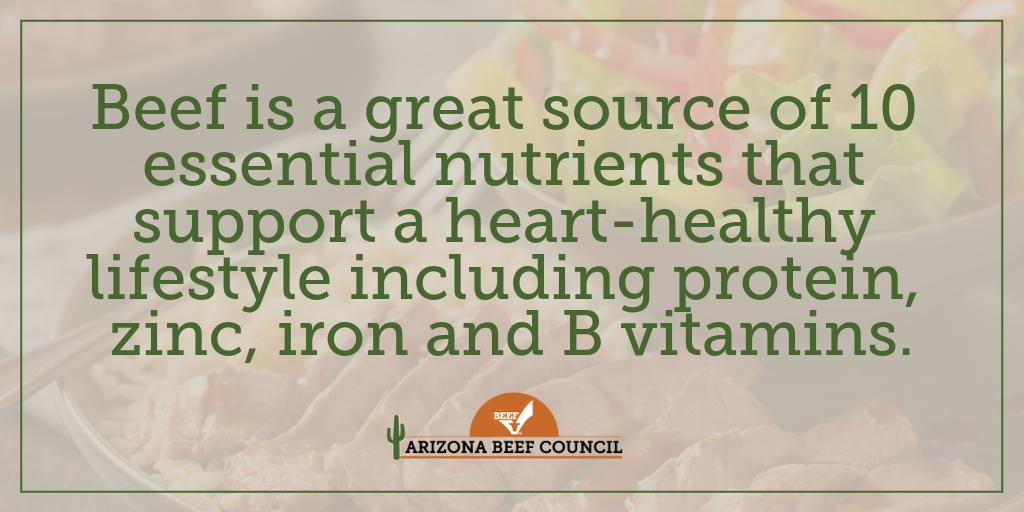 ArizonaBeef's tweet photo. Beef is a great source of 10 essential nutrients that support a heart-healthy lifestyle including protein, zinc, iron, and B vitamins. More info: https://t.co/k0zQqKDGEy #WellnessWednesday #HealthyLifestyle #HealthyChoices #ChooseBeef #AZBeef #BeefItsWhatsforDinner #cattletales https://t.co/TTKH2WGSiZ