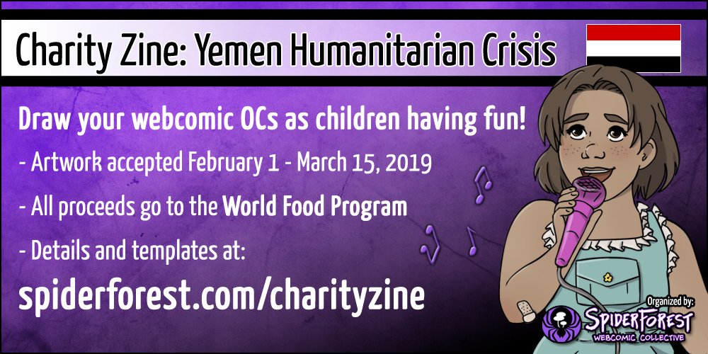 SpiderForest's tweet photo. Entries are due Friday! https://t.co/4J0D3GBjpo 
-draw your OCs as kids
-ALL webcomic creators welcome
-ALL proceeds to charity
Details at the link! #yemencharityzine https://t.co/elv98edeES