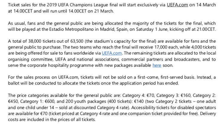 champions league final 2019 tickets price