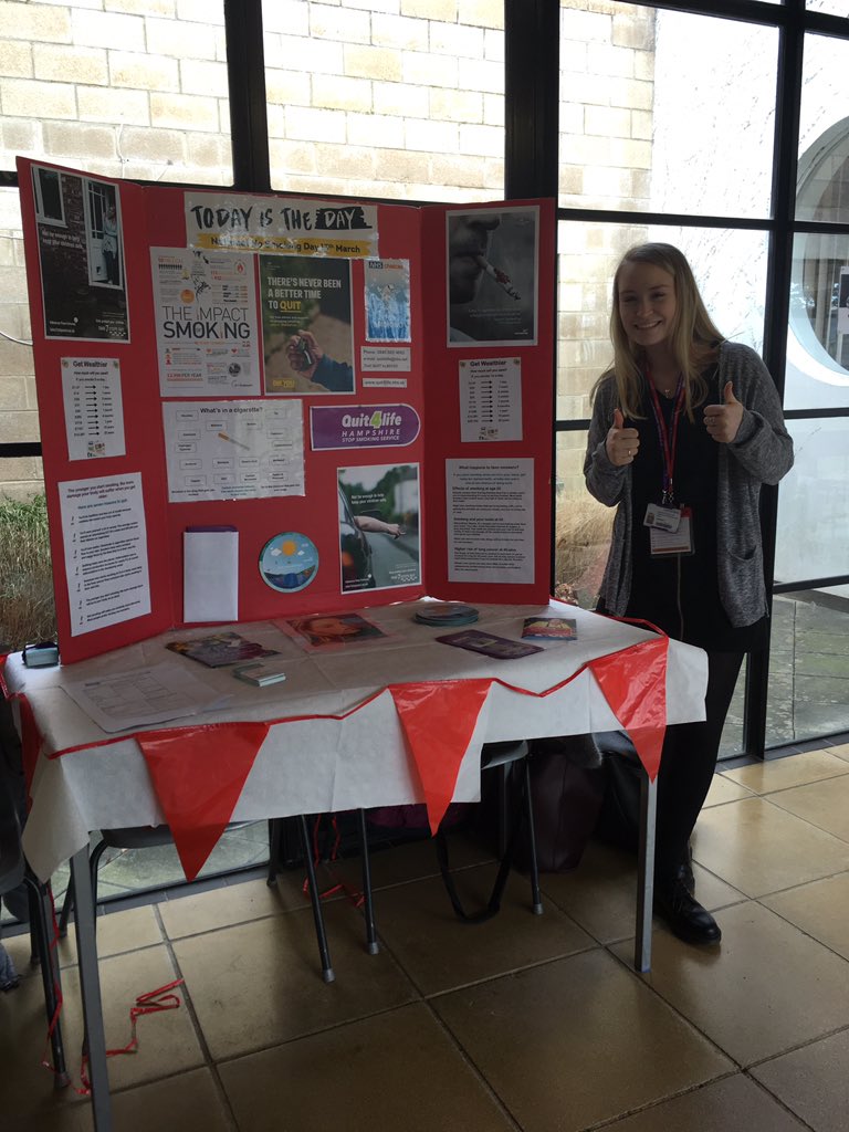 Cazzaoram's tweet photo. National  No Smoking Day at Queen Mary’s College @Southern_NHSFT @SchNursesBstoke @Quit4LifeNHS https://t.co/IdVXggyye8