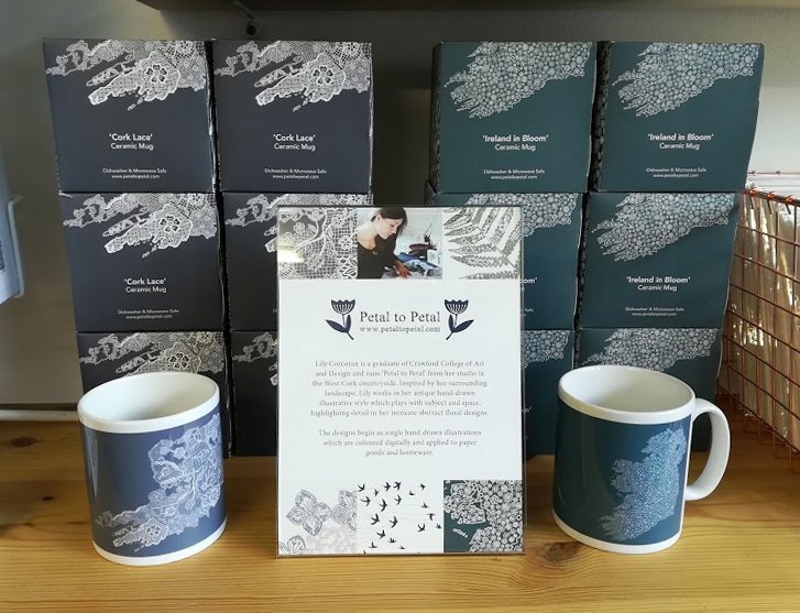 Boxed mugs are now just €10 at #westcorkcrafts in Skibbereen. Available in 'Cork Slate' and 'Ireland in Bloom' and there are a couple of the 'Lace Fern' left as well. #gift #giftidea #mug #boxedmug #skibbereen #westcork #westcorkcrafts #petaltopetal