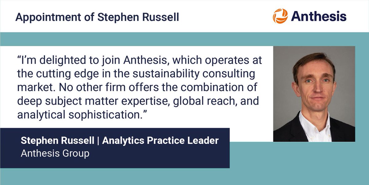 We're proud to welcome Stephen Russell, former Technical Manager for the #ScienceBasedTargets Initiative, as new Analytics Practice Leader at Anthesis Group. 
hubs.ly/H0g_pJd0