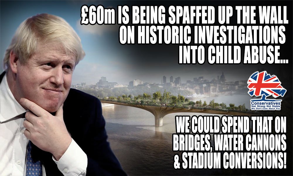 Strongerstabler Pa Twitter Boris Johnson Putting Up A Defence For Paedophilia 60m Is Being Spaffed Up The Wall On Some Investigation Into Historic Child Abuse This Is The Man Who Spent