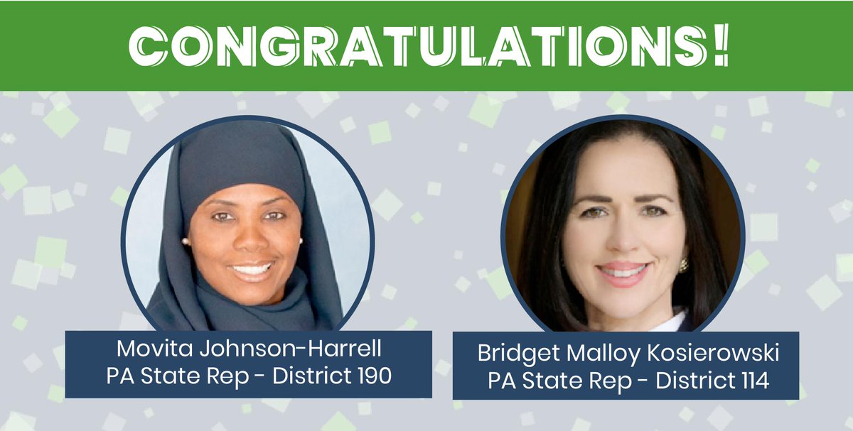 leanne4pa's tweet photo. Last night we won TWO special elections! Sign our card to give Representative-elect @movitajh #HB190 &amp; Representative-elect Bridget Malloy Kosierowski  #HB114, a warm welcome in Harrisburg! https://t.co/bMEIRoqx9O https://t.co/L8pAJSYlAB