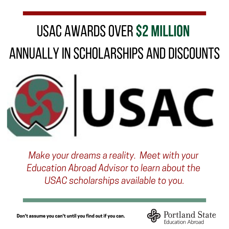 PSUEdAbroad's tweet photo. USAC awards over $2 millions in scholarships each year. Apply by 3/15 for a summer or fall term scholarship award. Submit your application today! #psuedabroad #scholarships #youcangotoo https://t.co/wucTfTXeeH