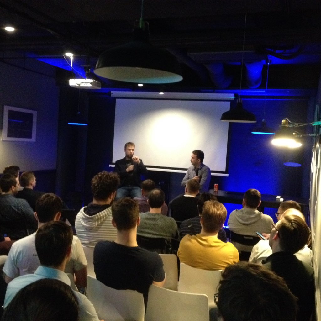 <a href="/kaluzaaa/">Łukasz Kałużny</a> and <a href="/marekgrabarz/">Marek Grabarz</a> during #maug in Warsaw talking about upcoming #Azure features.