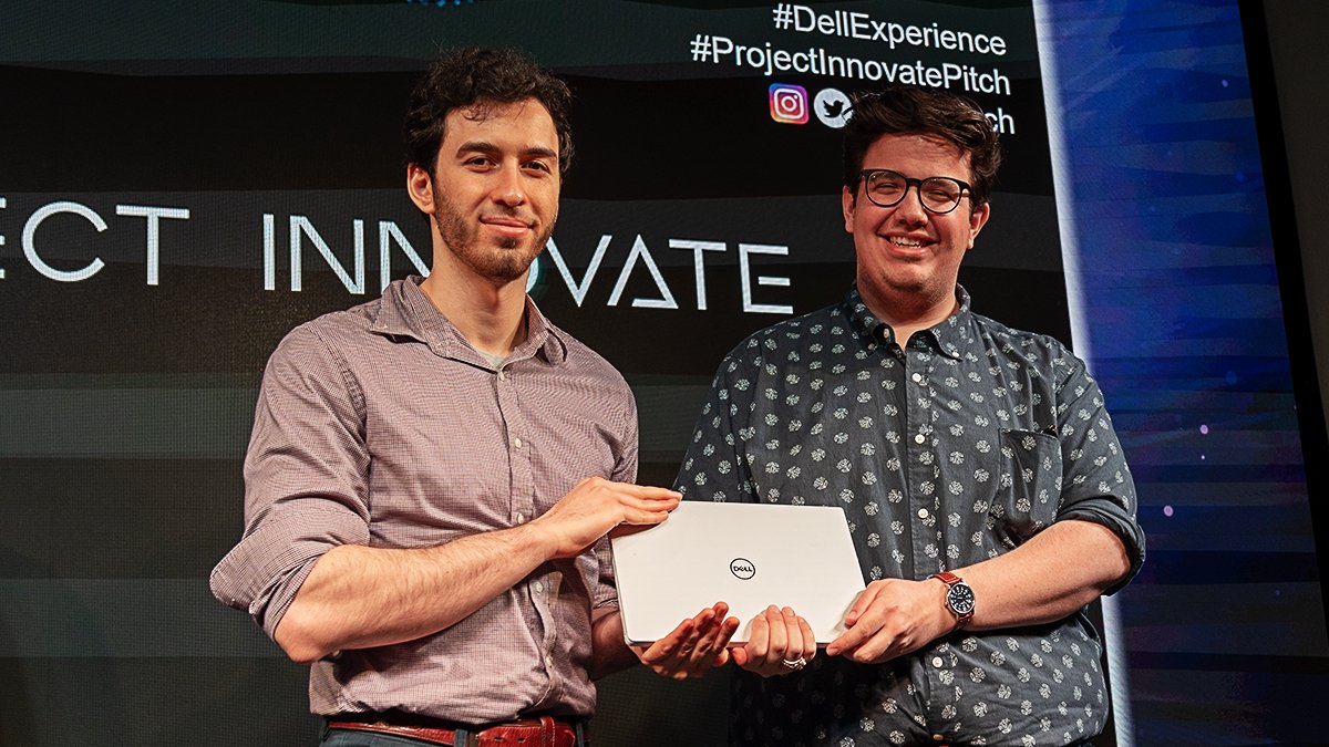 Dell's tweet photo. And the winner isโฆ.Pitch Perfected! Creators Matthew Edwards and Anthony Cummings walked away with first place from this morningโs #ProjectInnovate idea competition at the #DellExperience. Congrats, guys! #SXSW
Got ideas? Visit https://t.co/Hh1AXPCGaV https://t.co/ak9RVF12QD