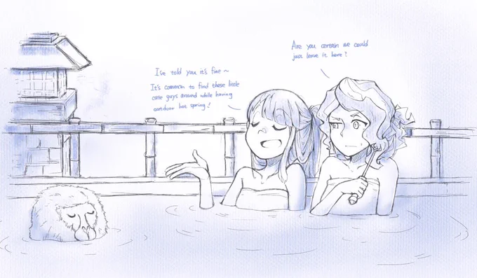 Excuse me for being silent recently, having art block plus busy with work. This is a request I received on tumblr. Btw, the Japanese over there means "Heyyyy! Give back my yukata!" (Hope Google translator got it right) #LWA_jp #ダイアコ 