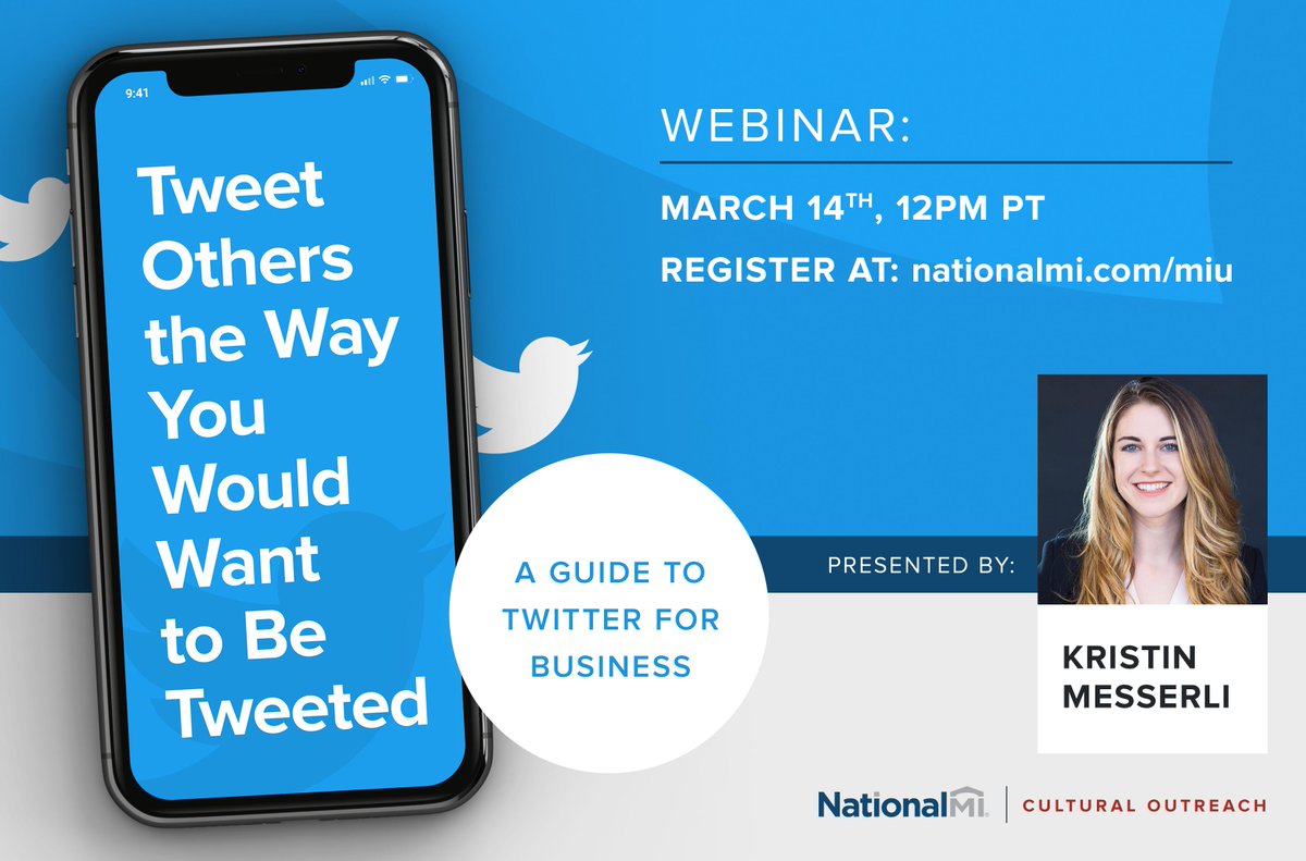 Talking about Twitter tomorrow! Join us for this webinar for lenders on how to use and grow your business with twitter. #mortgage <a href="/NationalMI/">National MI</a> register.gotowebinar.com/register/45746…