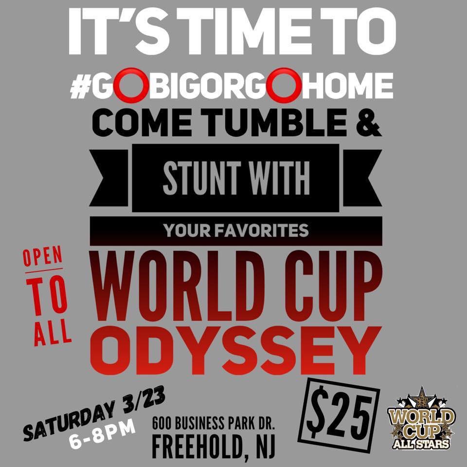 It’s that time of year again!! The Big ⭕️ is hosting a tumble and stunt clinic on March 23!! See you all there!! #goldentourage #wcodyssey 🚾🖤💛