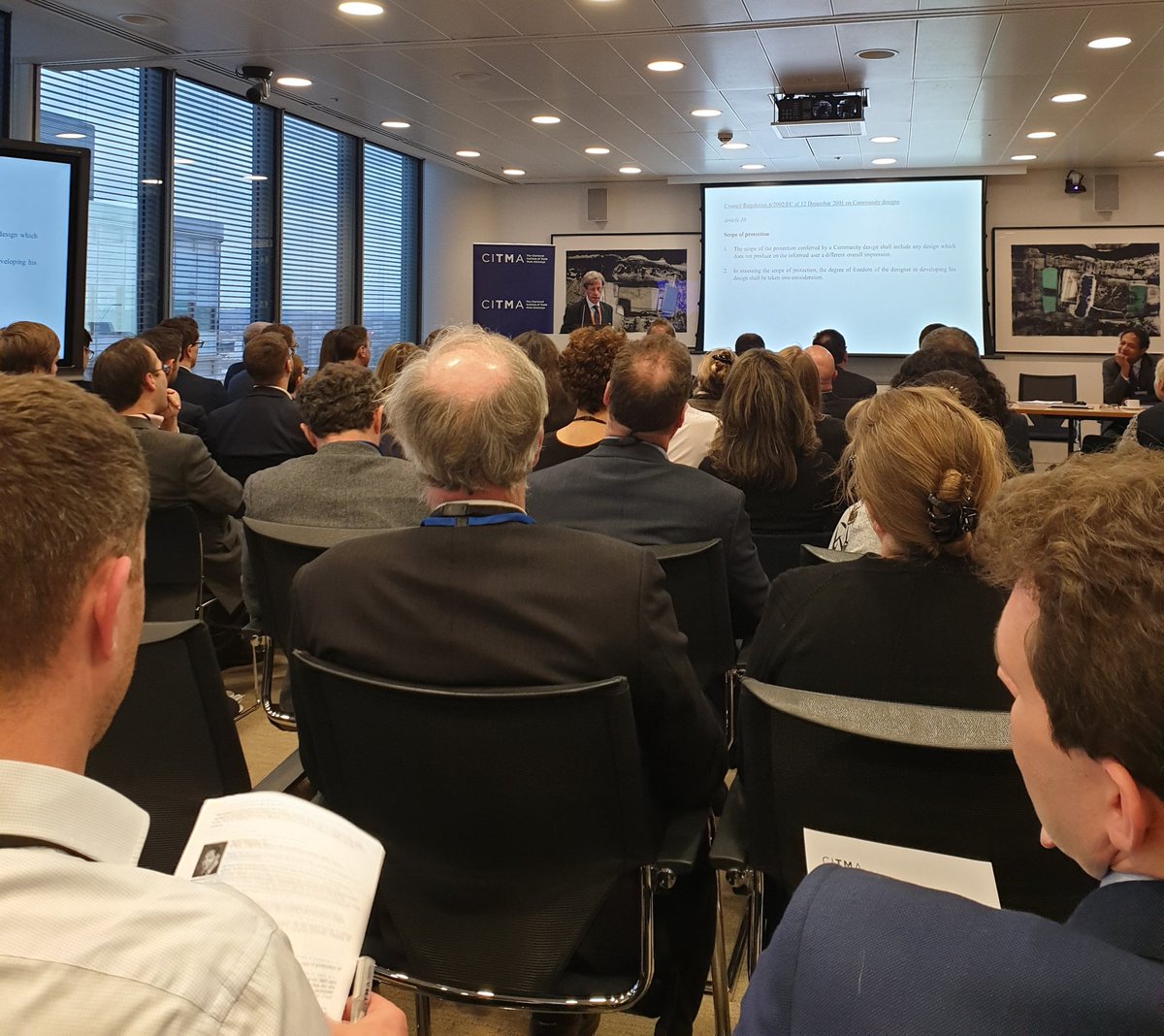 tmarkattorney's tweet photo. Lively talk being delivered by the Hon Mr Justice Richard Arnold at @CITMAuk Intensive Designs Seminar #springCITMA https://t.co/3yENKa6Axo