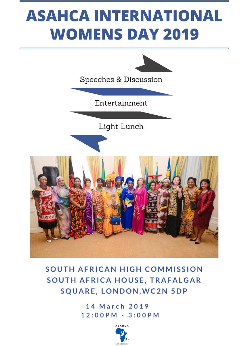 All set for tomorrows #ASAHCALondon #InternationalWomensDay program at South Africa High Commission in #London. We can't wait to hear stories of 4 inspiring #AfricanWomen, enjoy some #AfricanFood and live entertainment by #Senegalese Kadialy Kouyate @KKsoundarchive