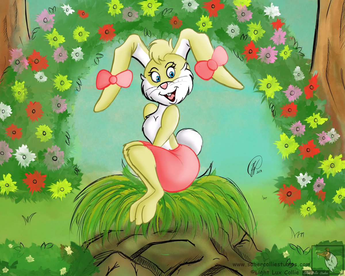 lightluxcollie's tweet photo. Spring is sprung...almost. #bunny #rabbit #flowers #apring #cute #cartoon #toon #art #cartoonart #sabercolliestudios https://t.co/hzvwk4jLDg