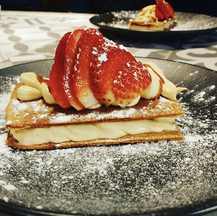 Nice customer shots from last night - clams with salsa verde and Milhojas cake, a Spanish twist on millefeuille. Open now for midweek tapas and wine. Come and check out our shiny new digs! #tapas #Brighton